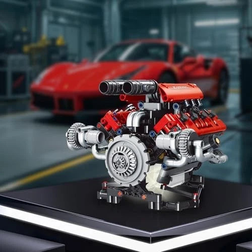 8-Cylinder V8 Engine Model Kit - STEM Building Blocks with Motor, LED & APP Cont