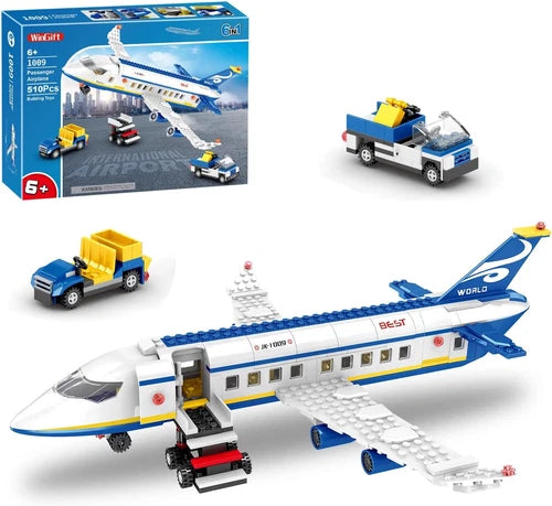 510 Pcs City Passenger Airplane Building Set, 6 IN1 Plane Building