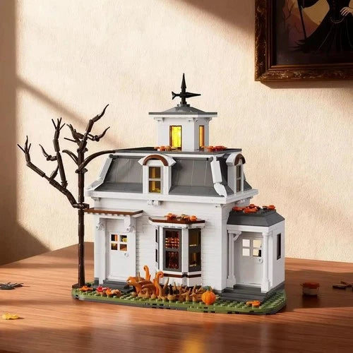 Halloween Spooky White Cottage Building Blocks Set Scary Palace Horror toys gift