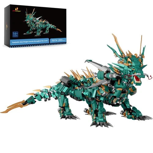 Dragon Toy Building Set for Adults 70174, Creative Green Mechanical Dragon An...