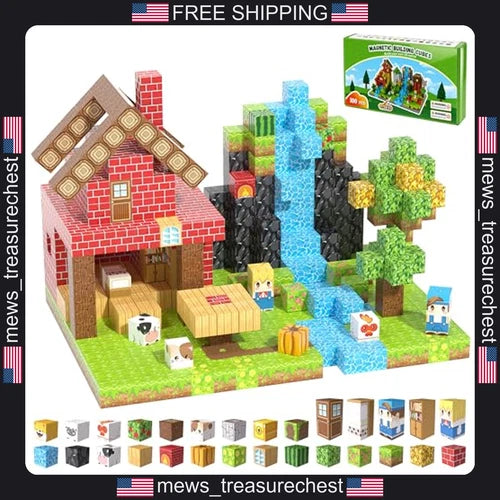 Magnetic Building Blocks Set for Kids 3+ 100 Pieces STEM Toys Multi-Pattern