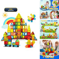 W WISE BLOCK 131PCS Magnetic Tiles Set with 2 Cars Kids Ages 3-9+