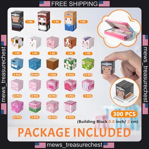 Magnetic Building Blocks Set for Kids, 300 Pieces, STEM & Creative Play