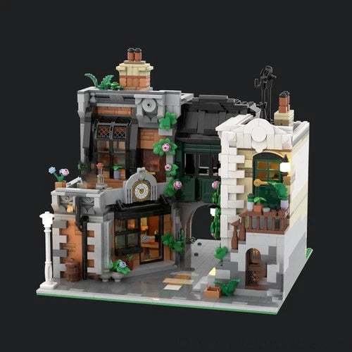 MOC-212483 Community Square Model with Antiques Store and Apartment 2210 Pieces