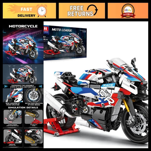 Motorcycle 1000 RR Building Set - 949 PCS 1:8 Scale Model Kit for Adults & Kids