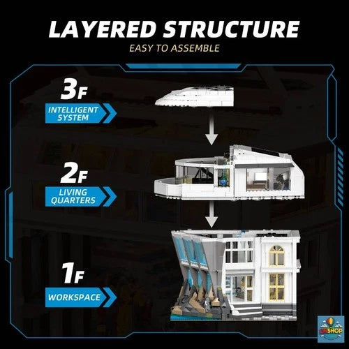 Tony Stark Malibu Mansion 3284PCS Iron Man Inspired Building Blocks MOC LED Set
