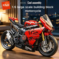 2024pcs Technical 1:5 Scale M Motorcycle Building Blocks - Mechanical Set Model