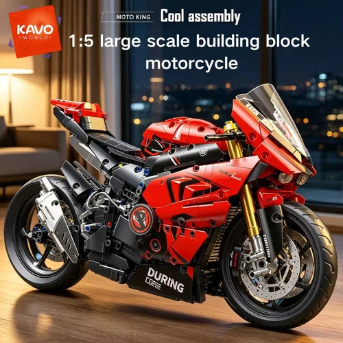 2024pcs Technical 1:5 Scale M Motorcycle Building Blocks - Mechanical Set Model