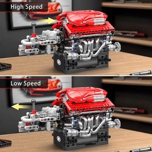10226 V12 Engine Model Kit That Run, 12-Cylinder Supercar Engine Building Blo...