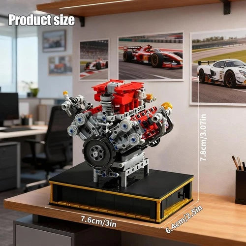 488 V8 Engine Kit with Motor, Building Blocks for Adults, 1123 PCS
