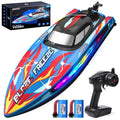 DEERC Remote Control Boat 20+MPH 40Min Self Righting 7 LED for Lake Kids
