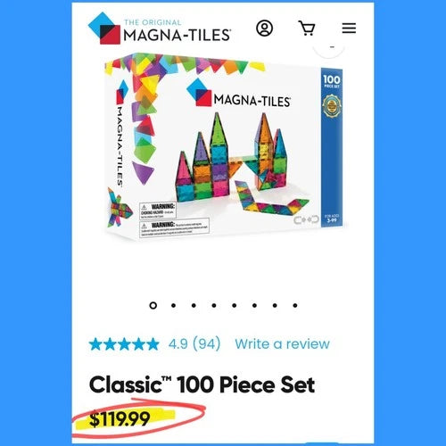 New Picasso Tiles 100-Piece Magnetic Tile Building Blocks Educational Toy