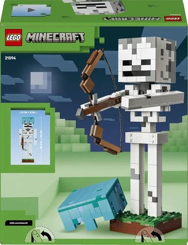 LEGO Minecraft The Skeleton Toy - Figure w/Diamond Helmet, Bow & Arrow and Grass
