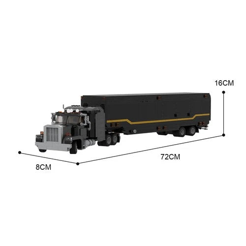 Semi Truck and Trailer with Steering System / Interior Building Blocks Set