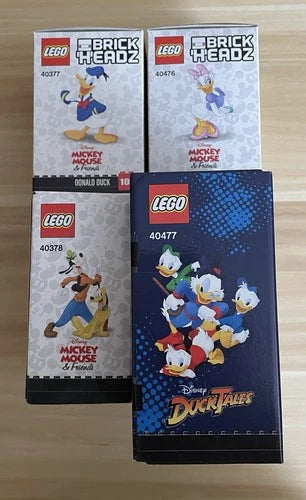 4 MEOW Disney Brickheadz: Goofy 40378, Donald 40377, Daisy 40476, Scrooge 40477