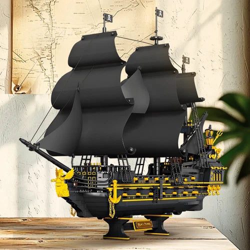 2076PCS Pirate Ship Building Blocks Model Sailboat Ornament Collection DIY Assem