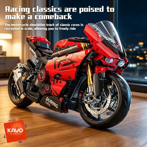 2024pcs Technical 1:5 Scale M Motorcycle Building Blocks - Mechanical Set Model