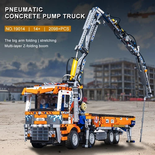 Mould King 19014 Concrete Pump Tow Truck Car Model Building Block Kit Toy Gift
