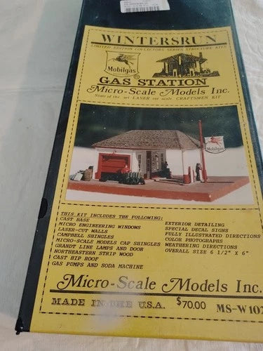 MICRO-SCALE MODELS HO SCALE MOBIL GAS STATION Wintersrun BOX IS SEALED