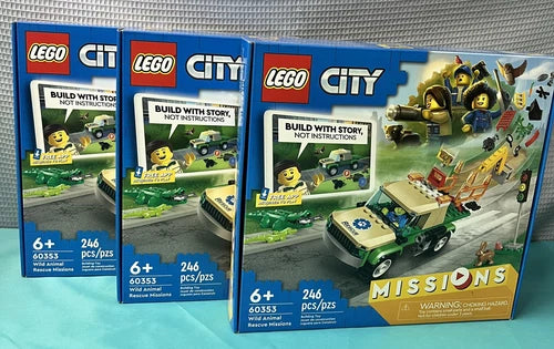 🔥 LOT 3 LEGO City Wild Animal Rescue Missions Interactive Set 60353 OVER 730pc