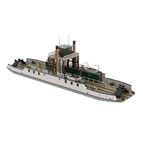 Large Railroad Ferry Ship MOC Model Bricks Container Transport Building Set