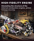 L@@K V8 Engine Building Block Set Model Kit 1394 PCS Advanced Collectible Engine
