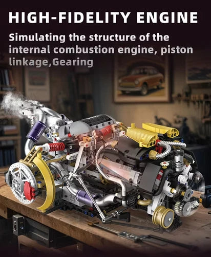 L@@K V8 Engine Building Block Set Model Kit 1394 PCS Advanced Collectible Engine
