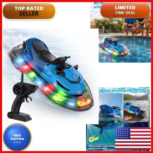 pisosorc Remote Control RC Boat with LED Light Rechargeable Battery for Kids