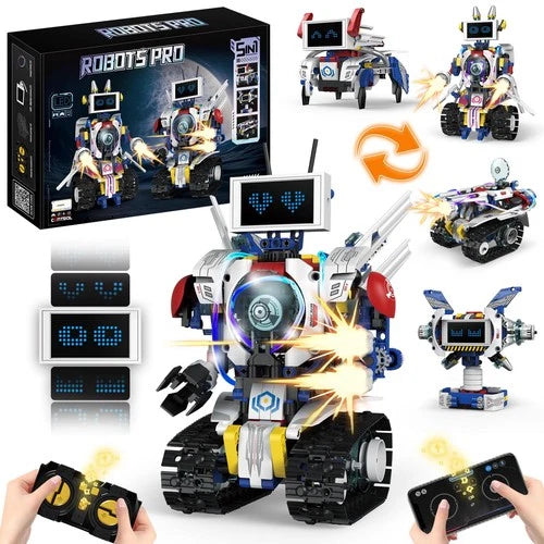5 in 1 STEM Robot Building Kit, APP & Remote Control Screen Building Toys, Ey...