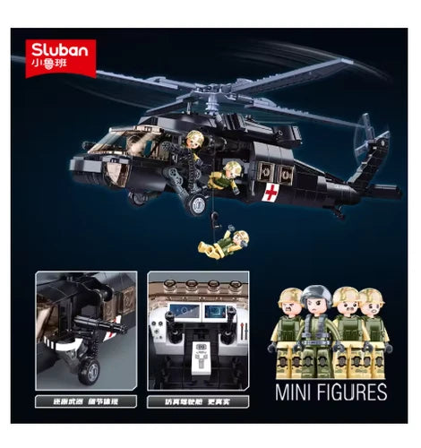 692PCS UH-60L Black Hawk Medical Rescue Helicopter Building Blocks Model