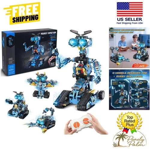 4-in-1 STEM Robot Building Kit - Engaging Remote-Controlled Robotics for Kids 6+