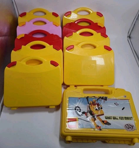 LEGO Yellow, Red, Pink Plastic Carrying Case Storage Box Lot Of 10