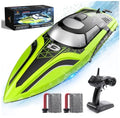 DEERC RC Boat with LED Light,30+ Mins,Self Righting Remote Control Boat for Pool