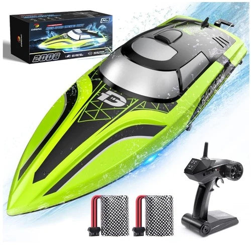 DEERC RC Boat with LED Light,30+ Mins,Self Righting Remote Control Boat for Pool