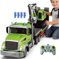 11 Channel RC Semi Truck & RC Excavator Toy Set, 1:12 Remote Control Flatbed Tru