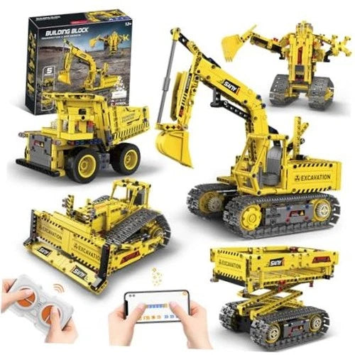 5 in 1 STEM RC Robot Building Kit, 555 PCS APP & Remote Control Robot Toys 09