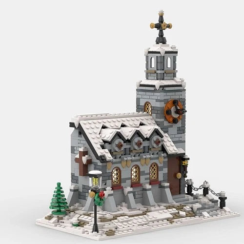 MOC Micro Winter Village Church Christmas Holiday Scene Building Set 1074 Pcs