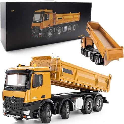 1:14 Scale RC Dump Truck, 4WD 2.4Ghz RC Truck with Trailer, 12CH RC Construction