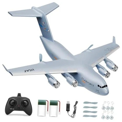 AIGIMU 2CH C17 RC Airplane with 6-Axis Gyro for Beginners, Ready Concrete Gray