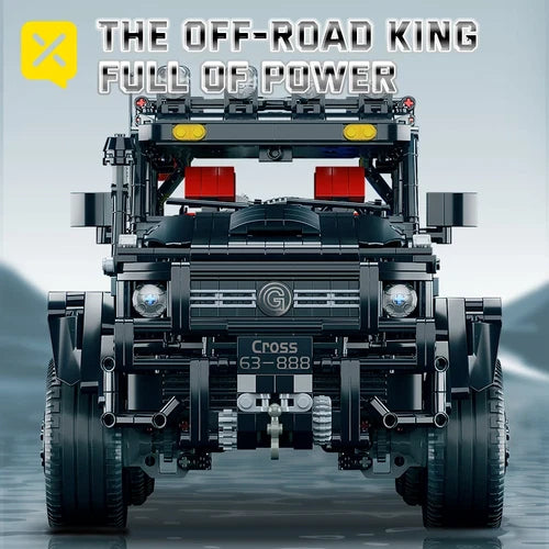 1:8 Scale 6X6 Black Off-Road Truck Building Blocks Pickup Construction Toy Set