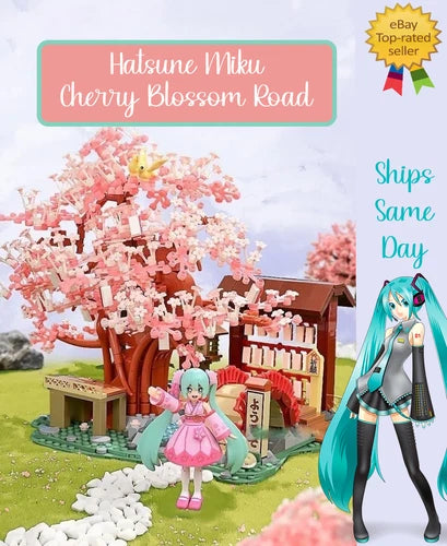 🌸 Official Hatsune Miku LARGE Cherry Blossom Building Blocks Set Creative NEW