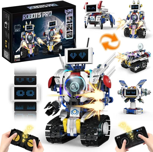5 in 1 STEM Robot Building Kit, APP & Remote Control Screen Building Toys, Eye C