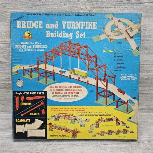 Vintage 1958 Kenner Bridge And Turnpike Building Set No 5 Toy 331pc Complete