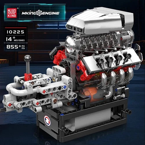Mould King V8 Car Engine Building Block Set - Compatible - box packing