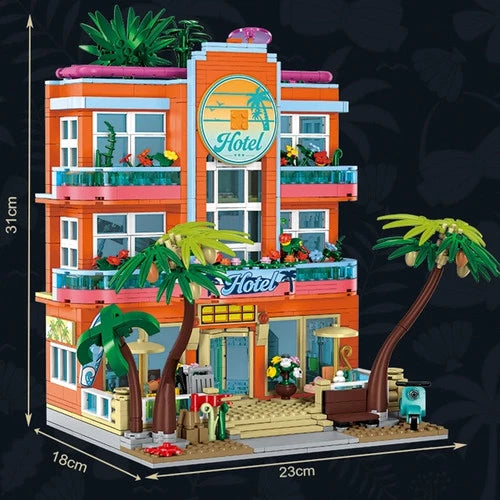 MOC Miami Resort Hotel Modular building blocks 1612 pcs movies Birthday Toy gift