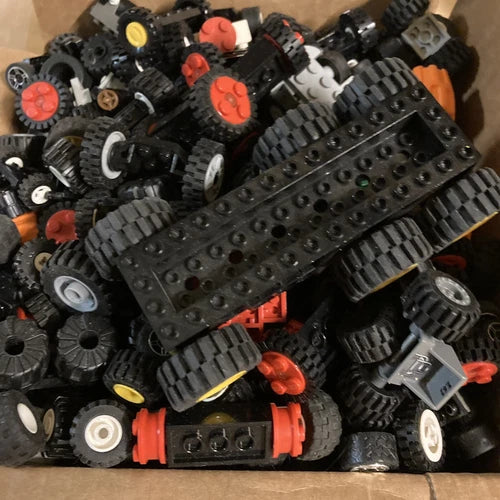 Lot of Lego Wheels/Tires/Rims/Axels/Treads and others 3+ pounds