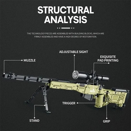 1336PCS AWM Sniper Rifle Model Building Blocks Military Set