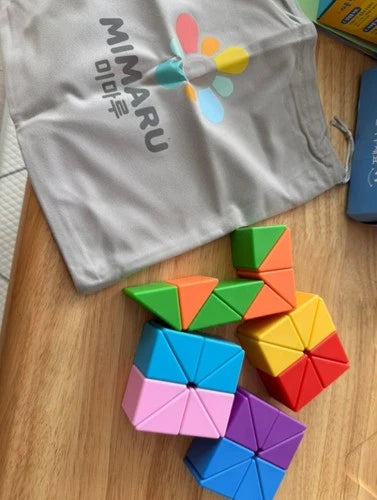 32P Triangle Magnetic Blocks Rainbow Educational STEM Building Tiles Toy with