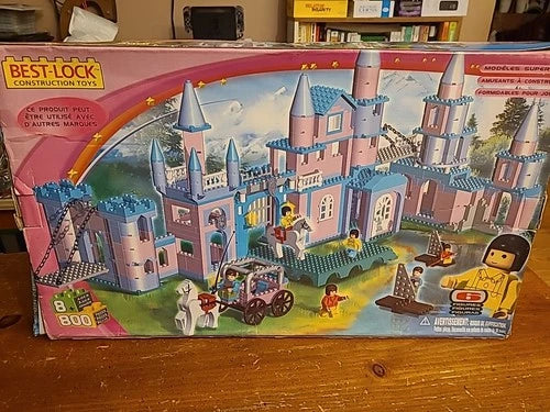 Best Lock Construction Girls Princess Castle Brick Set 800 Pcs Pink + Blue New