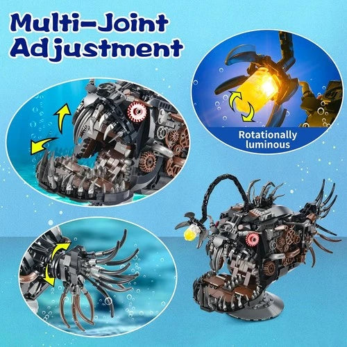 1038-Piece Mechanical Fish Building Set - Illuminating Ocean Décor for All Ages